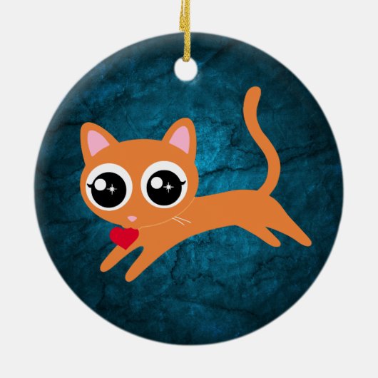 Kitty kat hart dief Schattige cadeau Keramisch Ornament (Achterkant)