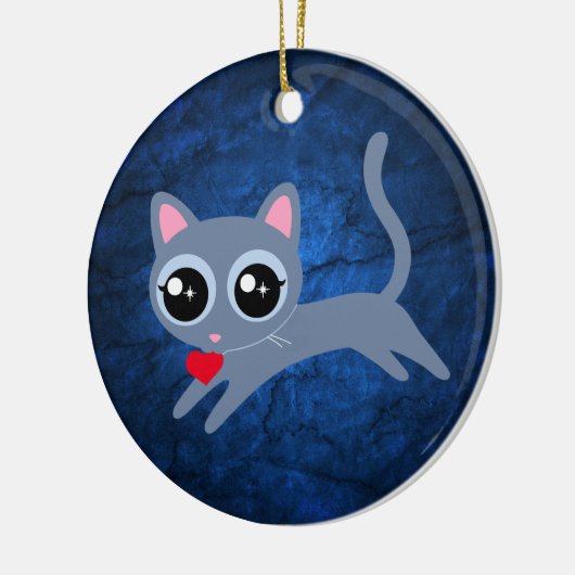 Kitty kat hart dief Schattige cadeau Keramisch Ornament (Links)