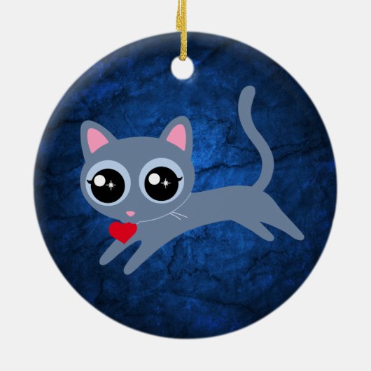 Kitty kat hart dief Schattige cadeau Keramisch Ornament (Achterkant)