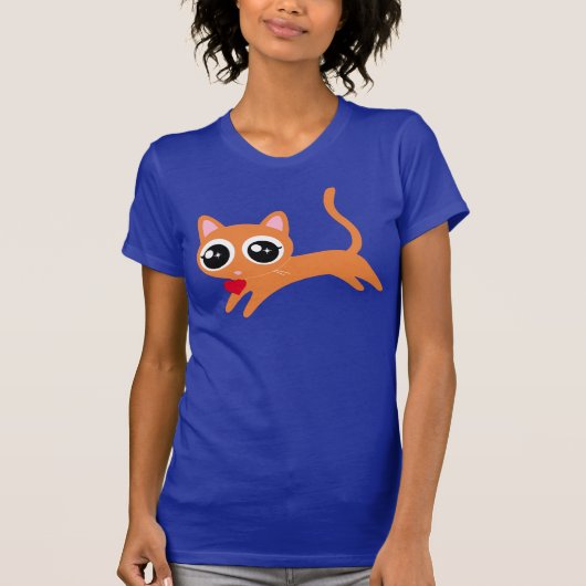 Kitty Kat Hart Dief Schattige Cadeau voor Meisjes T-shirt (Voorkant)