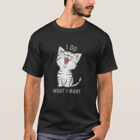 Kitty Kat Ik Doe Wat Ik Wil Lachende Kitten T-shirt (Voorkant)