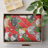 Kitty Kat Kerst Rood & Groen Schattige Tissuepapier (Geschenk)