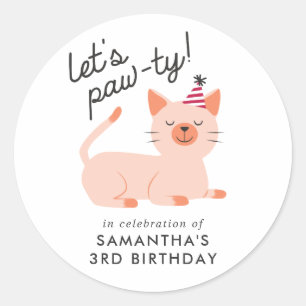 Kitty Kat Kids Verjaardagsfeestje Let's Paw-ty Ronde Sticker