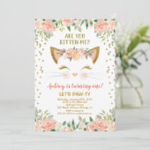 Kitty kat kitten perzik crème meisje verjaardagsfe kaart (Staand voorkant)