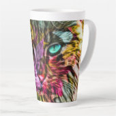 Kitty Kat Kleurrijke Artsy Design Latte Mok (Rechterhoek)