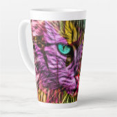 Kitty Kat Kleurrijke Artsy Design Latte Mok (Linkerhoek)