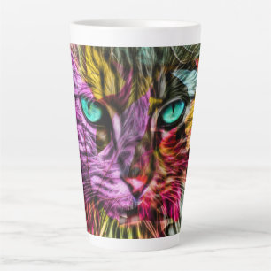 Kitty Kat Kleurrijke Artsy Design Latte Mok