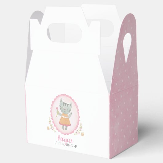 Kitty Kat Meisje Verjaardagsfeestje Favor Box Bedankdoosjes (Geopend)