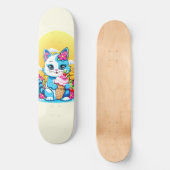 Kitty Kat met ijs Zomer Kawaii Karakter Persoonlijk Skateboard (Voorkant)