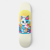 Kitty Kat met ijs Zomer Kawaii Karakter Persoonlijk Skateboard (Voorkant)