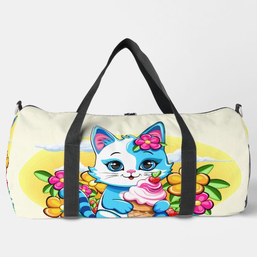 Kitty Kat met ijs Zomer Kawaii Karakter Plunjezak (Voorkant)