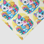 Kitty Kat met ijs Zomer Kawaii Karakter Tissuepapier (Detail)