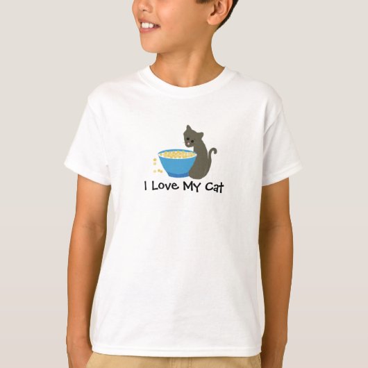 Kitty Kat met Voedselbak T-shirt (Voorkant)