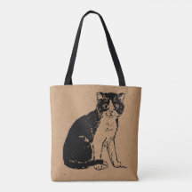Kitty Kat op Bruin Papier Fijne Kunst