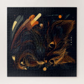 Kitty kat op zwarte puzzel legpuzzel (Horizontaal)