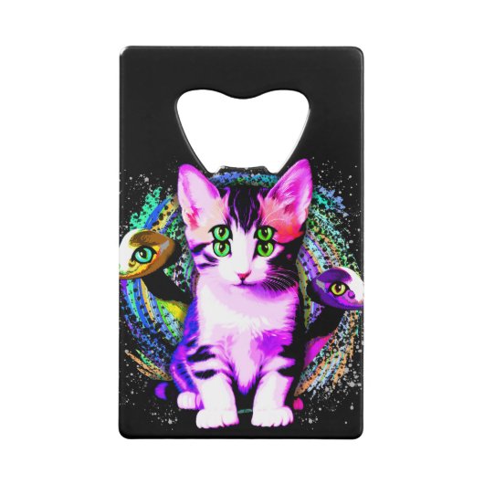 Kitty Kat Psychisch Esthetisch Karakter Creditkaart Flessenopener (Voorkant)