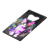 Kitty Kat Psychisch Esthetisch Karakter Creditkaart Flessenopener (Voorkant Gekanteld)