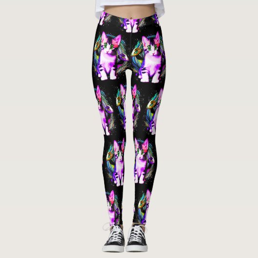 Kitty Kat Psychisch Esthetisch Karakter Leggings (Voorkant)