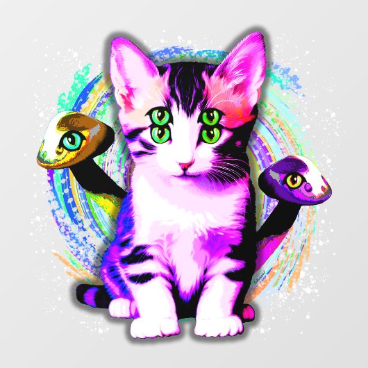 Kitty Kat Psychisch Esthetisch Karakter Raamsticker (Vel)