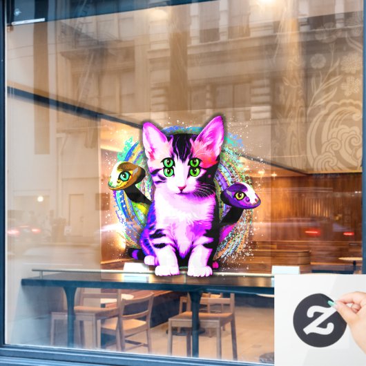 Kitty Kat Psychisch Esthetisch Karakter Raamsticker (Cafe Raam)