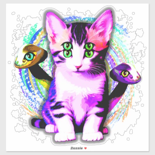 Kitty Kat Psychisch Esthetisch Karakter Sticker (Vel)