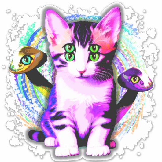 Kitty Kat Psychisch Esthetisch Karakter Sticker (Voorkant)