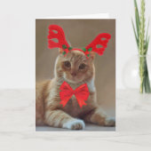 Kitty Kat Rendier Kerstmis Feestdagen Kaart (Voorkant)