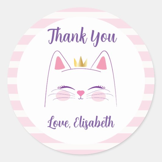 Kitty Kat Roze en Goud Ronde Sticker (Voorkant)