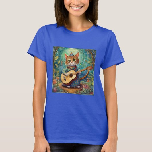 Kitty Kat Speelt Gitaar T-shirt (Voorkant)