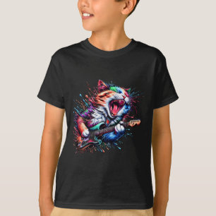 Kitty kat spelen gitaar rock kat heavy metal kat t-shirt