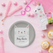 Kitty Kat Thema Baby shower Wit Kitten Papieren Bordje (Feest)