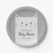 Kitty Kat Thema Baby shower Wit Kitten Papieren Bordje (Voorkant)