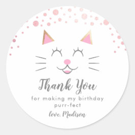 Kitty kat verjaardagsfeestje gunst ronde sticker
