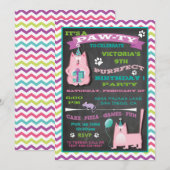 Kitty Kat Verjaardagsfeestje Uitnodiging (Voorkant / Achterkant)