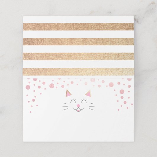 Kitty Kat Verjaardagsfeestje Voedseltent Plaatskaartje (Buitenkant ongevouwen)