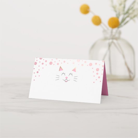 Kitty Kat Verjaardagsfeestje Voedseltent Plaatskaartje (Voorkant)
