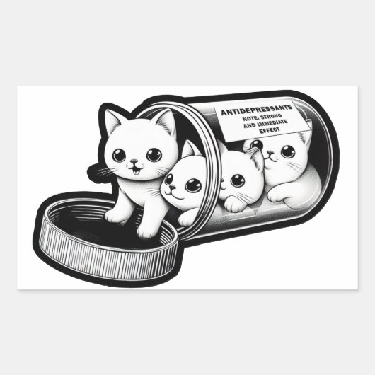 Kitty Katten Antidepressiva Rechthoekige Sticker (Voorkant)