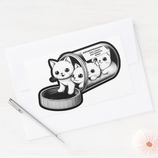 Kitty Katten Antidepressiva Rechthoekige Sticker (Envelop)