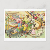 Kitty Katten in een supermarkt, Katten in kleding Briefkaart (Voorkant)