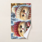 Kitty katten in feestelijke kerstdecor en sneeuw bad handdoek (Handdoek)