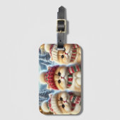 Kitty katten in feestelijke kerstdecor en sneeuw bagagelabel (Voorkant (verticaal))