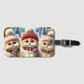 Kitty katten in feestelijke kerstdecor en sneeuw bagagelabel (Voorkant (horizontaal))