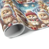 Kitty katten in feestelijke kerstdecor en sneeuw cadeaupapier (Rol Hoek)