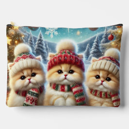 Kitty katten in feestelijke kerstdecor en sneeuw etui