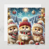 Kitty katten in feestelijke kerstdecor en sneeuw feestdagenkaart (Voorkant / Achterkant)