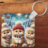 Kitty katten in feestelijke kerstdecor en sneeuw sleutelhanger (Achterkant)