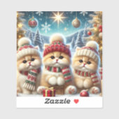 Kitty katten in feestelijke kerstdecor en sneeuw sticker (Vel)