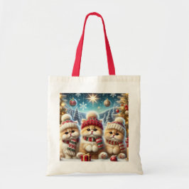 Kitty katten in feestelijke kerstdecor en sneeuw tote bag