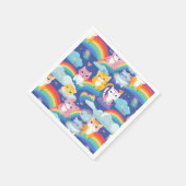 Kitty katten op regenboog wolken schattig en geluk servet (Hoek)