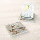Kitty Keuken, Calico, Glas Onderzetter (Schuin)